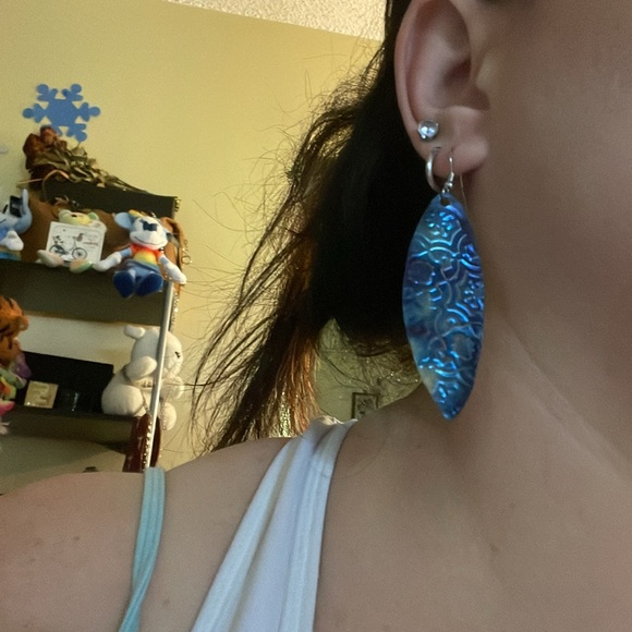 Jewelry - Pretty Blue Purple BoHo Surf Board Shape Dangle Earrings